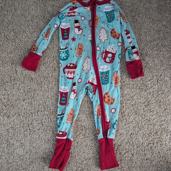 Little Sleepies Blue and Green Pajama Sets with Whimsical Prints - Picture 4 of 5